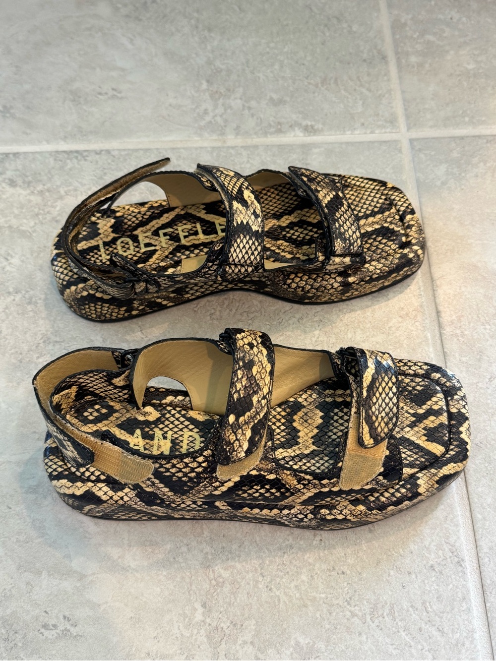 Loeffler Randall Blaise Sahara Platform Sandal size 7.5 Snake-Embossed Leather - Picture 7 of 10